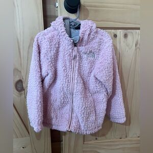 The North Face Fuzzy Pink Hooded Jacket Toddler Girl 4t EUC